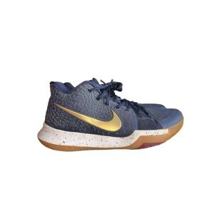 Nike Kyrie 3 Obsidian Basketball Shoes Men's 11 Navy Gold Speckled‎ Gum Traction